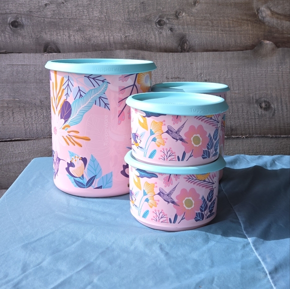 Tupperware Blushing Meadows 4-pc  One Touch Canister Set - Picture 5 of 8